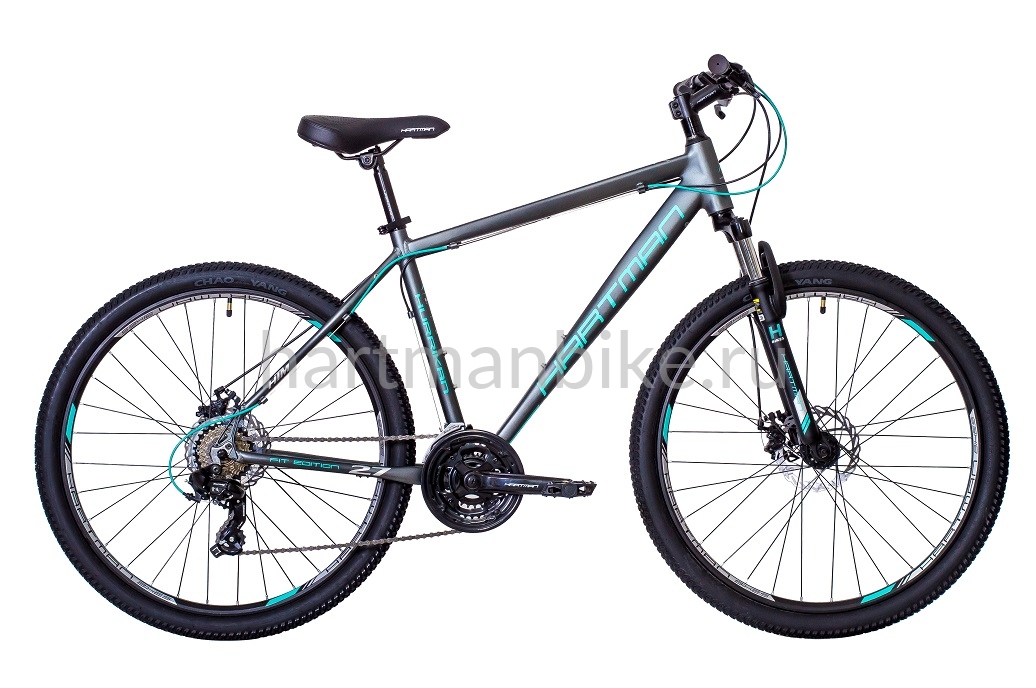Велосипед HARTMAN 27,5" Hurrikan disk р.19",(S25) 21 скр.аллюм.серый/бирюзовый матовый