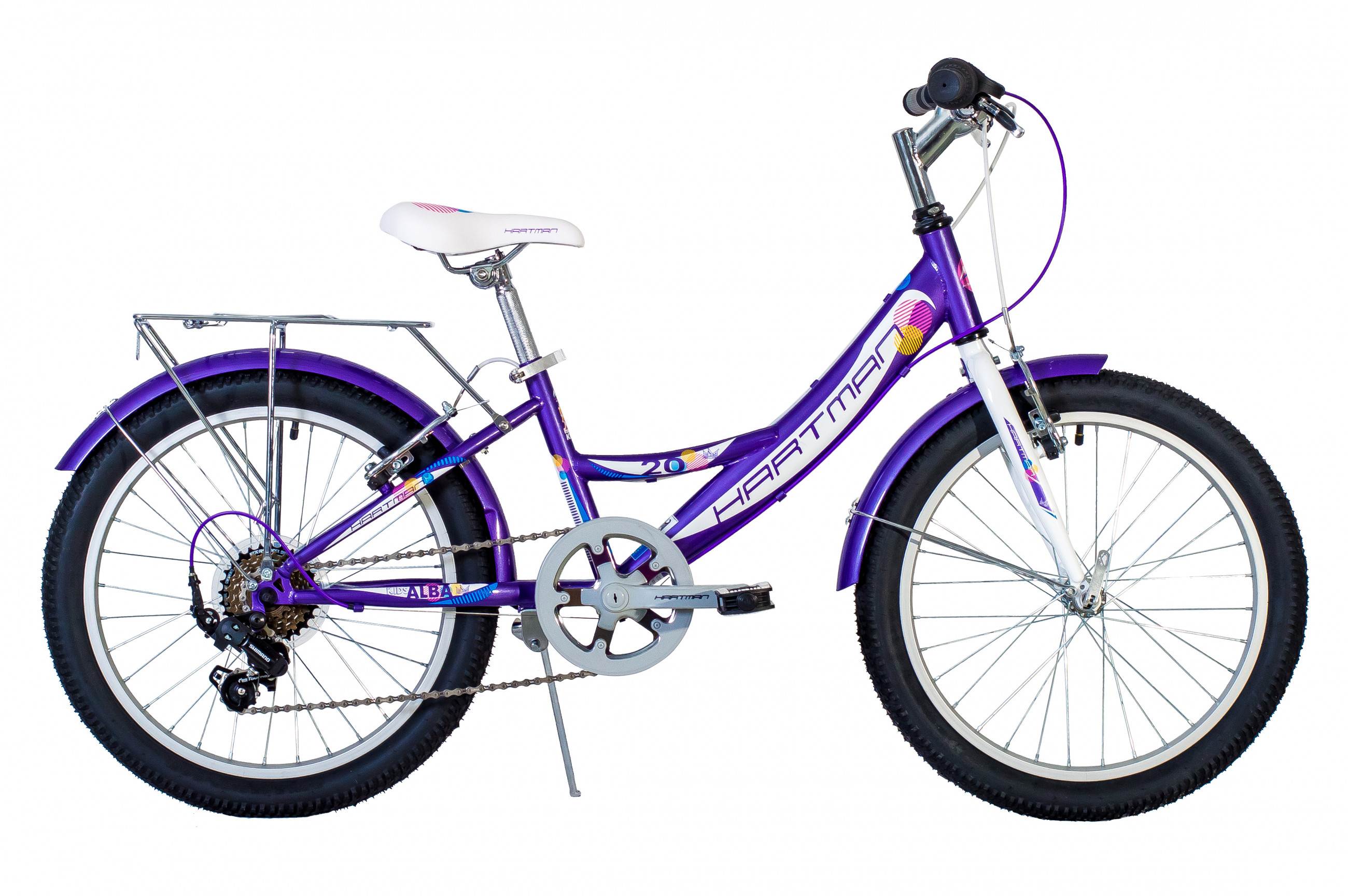 Велосипед HARTMAN 20" Alba р.11"", 6-ск,рама сталь.V-brake, сиреневый/белый