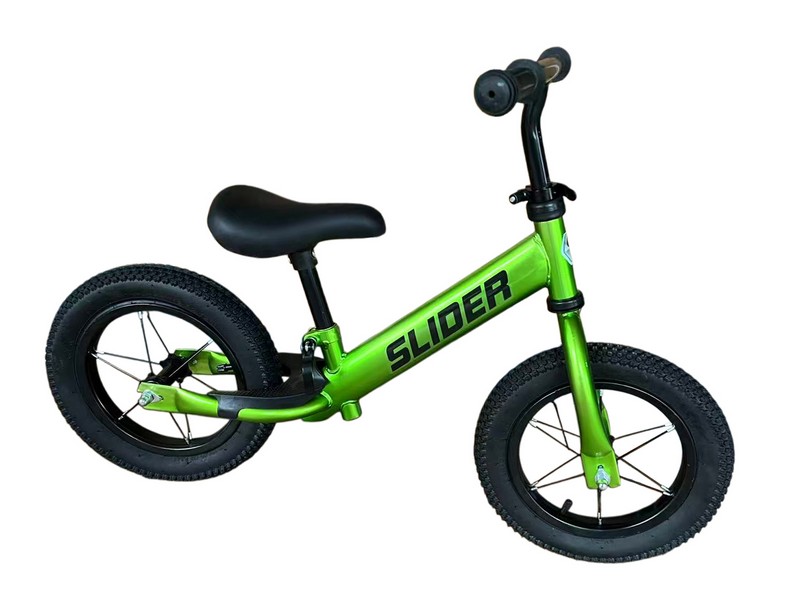 Беговел "Slider" надув. колеса диаметром 14 дюймов, стальная рама, сиденье и руль регулир. по высоте, зеленый, в/к 75*14*35 см