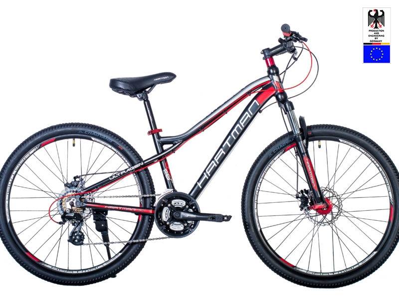 Велосипед HARTMAN 24" Ultragen Pro LX Disc р. 12,5",21-ск алюм. ,чёрный-красный (2022)