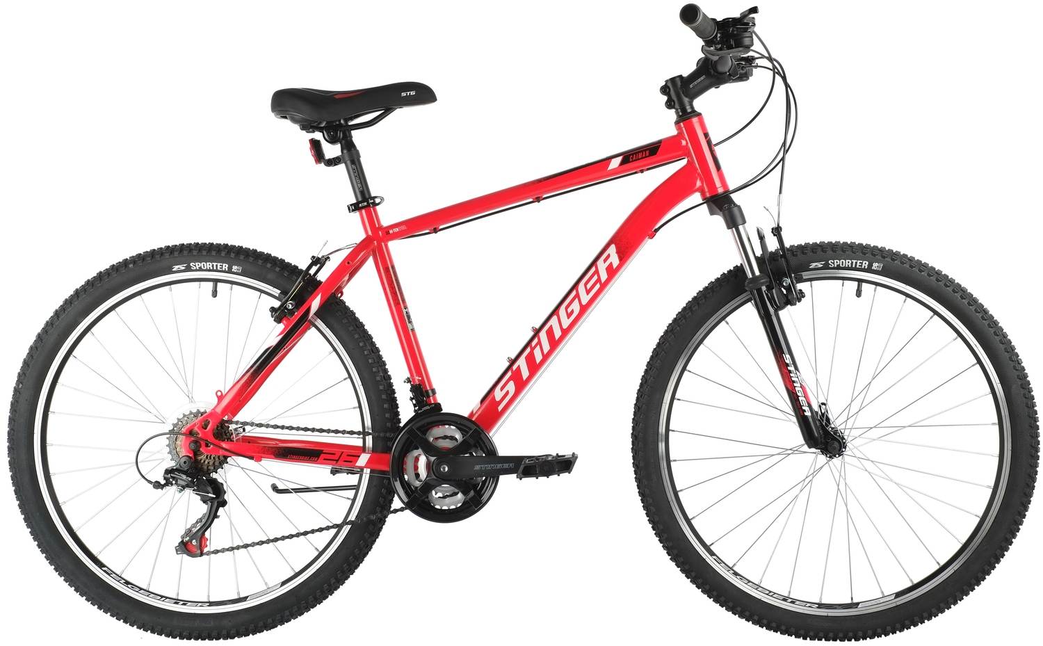 Велосипед STINGER 26" Caiman 18", сталь, красный
