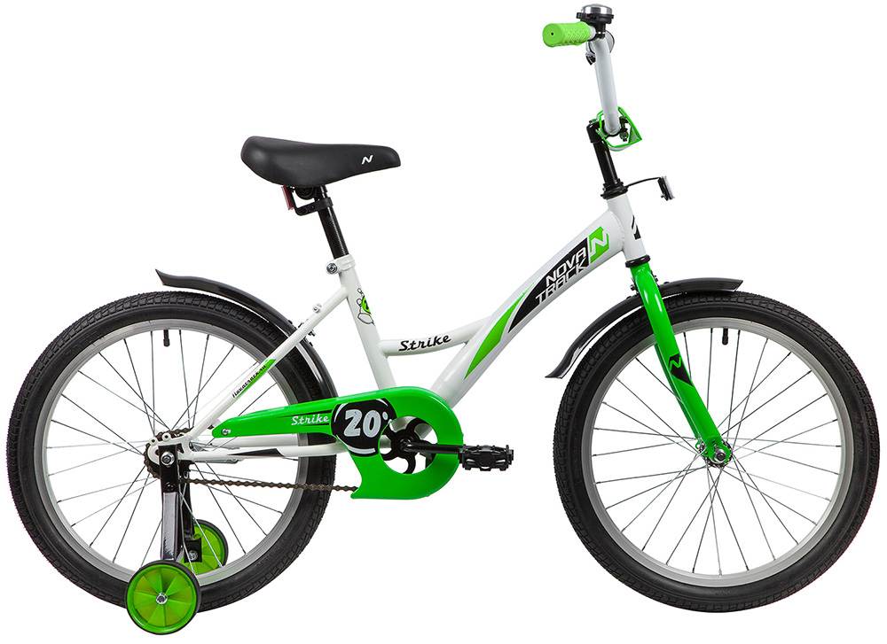 Велосипед NOVATRACK 20", STRIKE, белый-зелёный