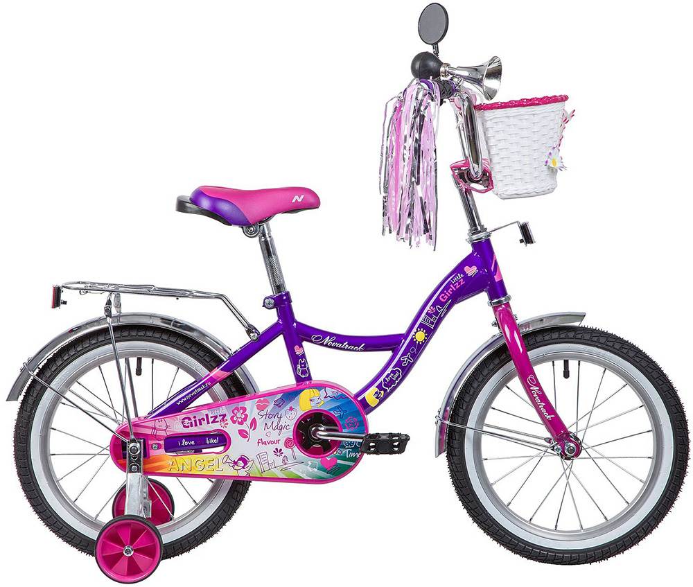 Велосипед NOVATRACK 16", LITTLE GIRLZZ, фиолетовый