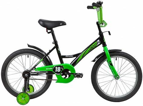 Велосипед NOVATRACK 18", STRIKE, черный-зелёный