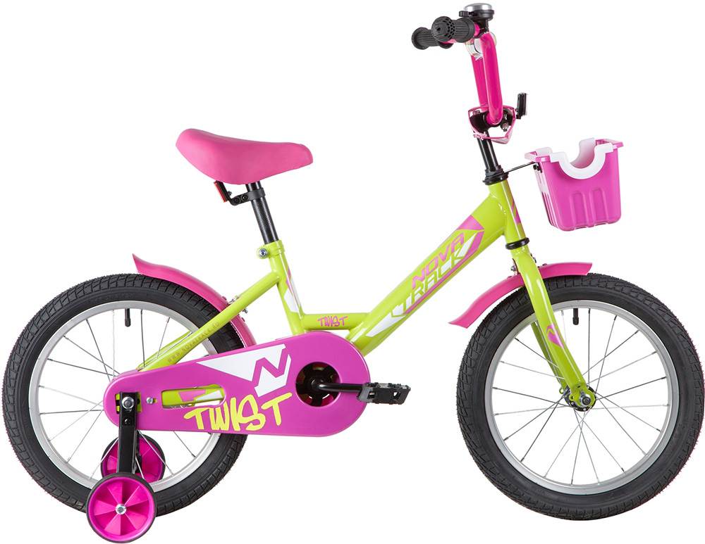 Велосипед NOVATRACK 16", TWIST, салатово-розовый