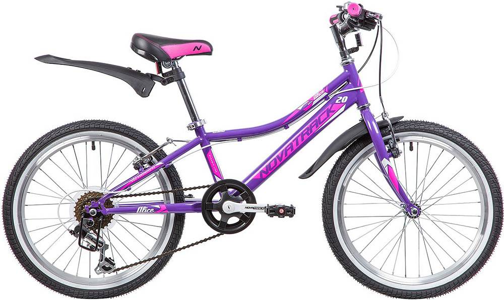 Велосипед NOVATRACK 20" ALICE фиолетовый, стальная рама, 6 скор., Shimano TY21/Microshift TS38, V-