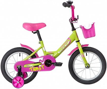 Велосипед NOVATRACK 14", TWIST, зелёно-розовый