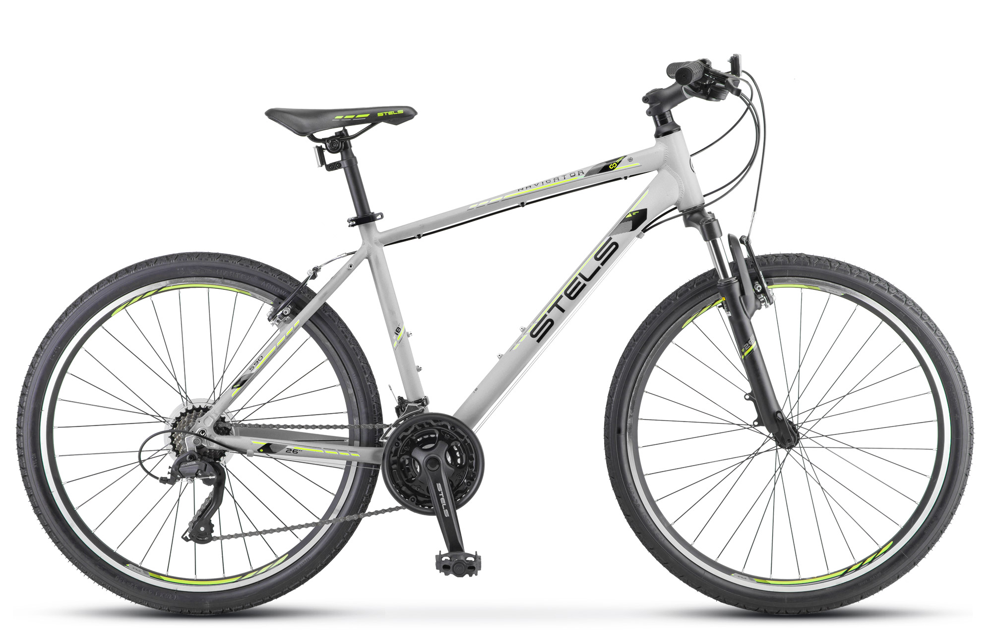 Велосипед Stels 26" Navigator- 590 V К010 18" серый-салатовый