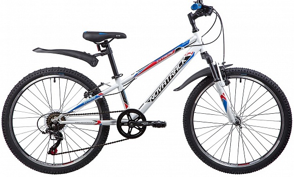 Велосипед NOVATRACK 24" EXTREME белый, стальная рама 12", 6 скор., Shimano TZ500/Microshift TS38, V