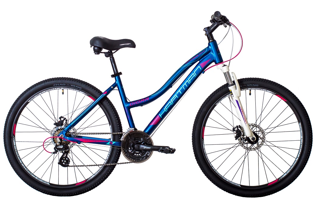 Велосипед HARTMAN 27,5" Diora Pro disk р.17" 21 скр.аллюм.синий/металлик/бирюзовый 2023