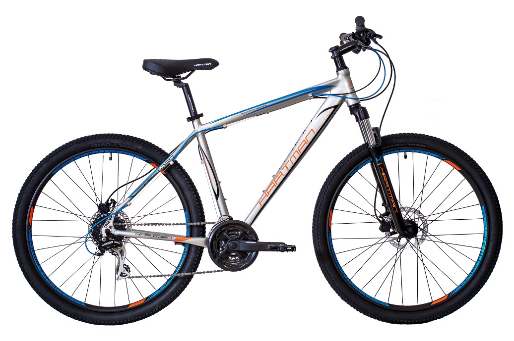 Велосипед HARTMAN 27,5" Hurrikan NEXT HD disk р.21" 24 скр.аллюм.серебристый/голубой 2023
