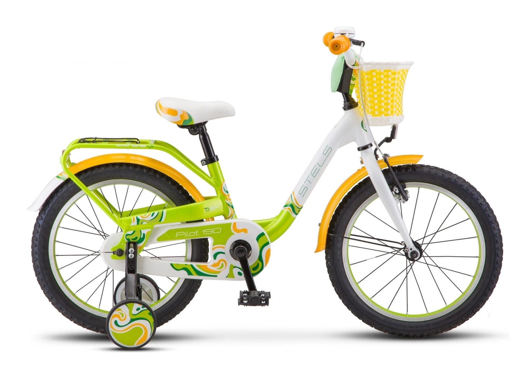 Велосипед Stels 18" Pilot 190 зелёный/жёлтый/белый