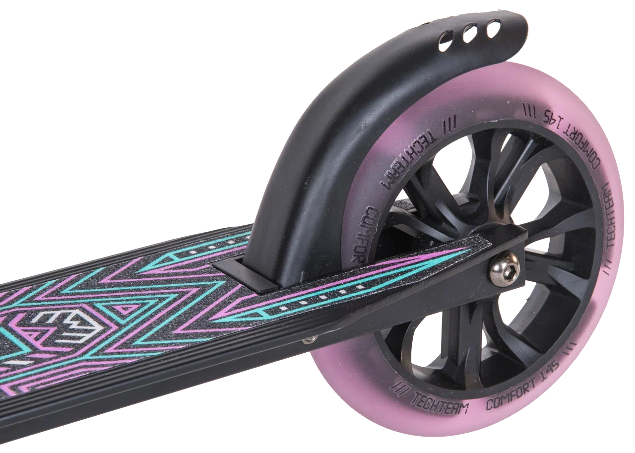 Самокат TechTeam Comfort 145 Lux чёрно-розовый 2022