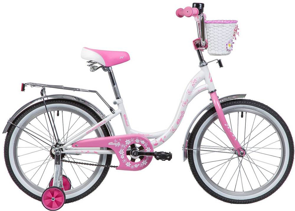 Велосипед NOVATRACK 20" BUTTERFLY, белый-розовый